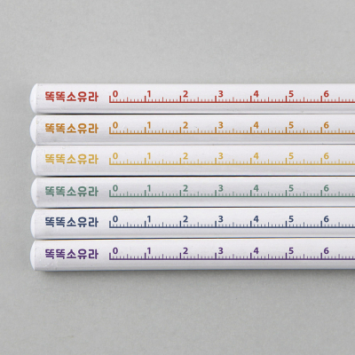 [디자인아지트] 네임연필2B 6자루12cm 컬러 자(무료인쇄)